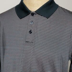 Under armour peach black silver striped polo